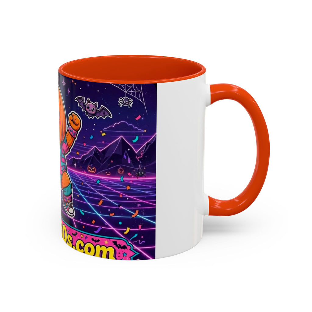 80s Retro Pumpkin Mug – Cute Neon Halloween Coffee Cup (11oz/15oz)