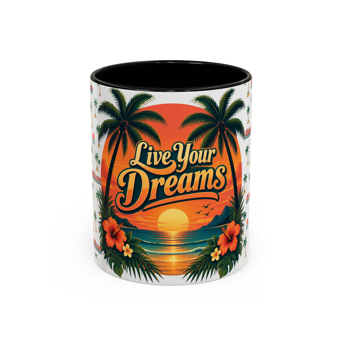 Live Your Dreams Tropical Sunset Mug
