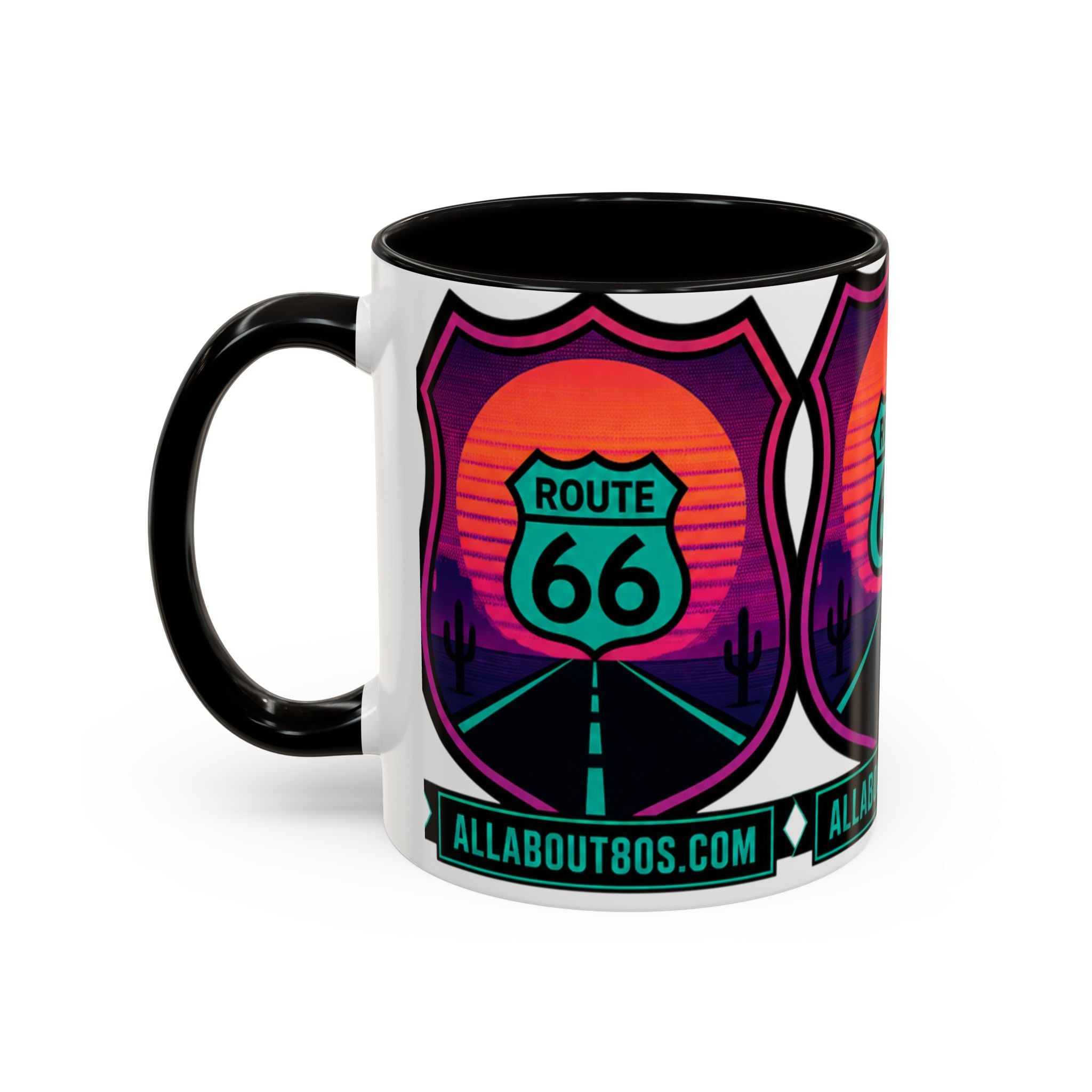 Route 66 Sunset Mug — Retro Neon Travel Coffee Cup (11oz & 15oz)