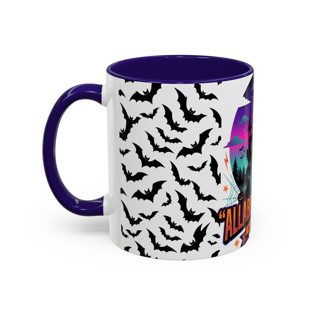 Halloween Haunted Castle Coffee Mug — Colorful Bat Pattern 11oz/15oz