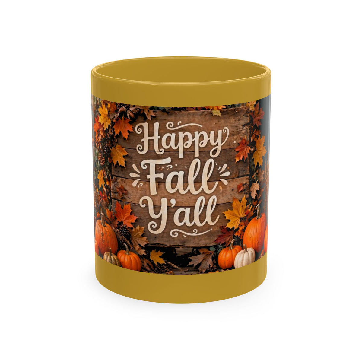 Happy Fall Y'all Ceramic Mug — Autumn Pumpkin Porch Coffee Cup