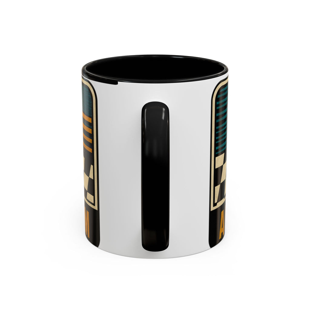 Route 66 Retro Checkerboard Coffee Mug — Vintage Road Trip 11/15oz Accent Mug