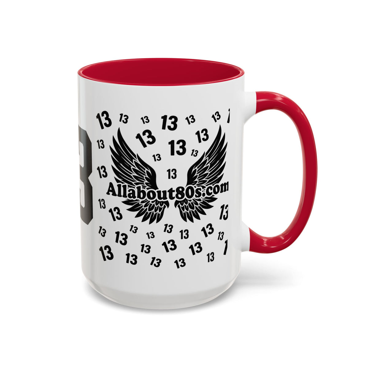 Number 13 Accent Mug — Bold Sports-Style Ceramic Coffee Cup (11oz/15oz)