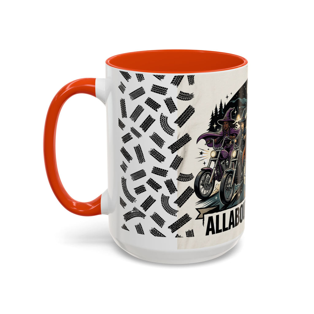 Witch Biker Sisters Coffee Mug — Halloween Motorcycle Witchcraft Design (11oz/15oz)