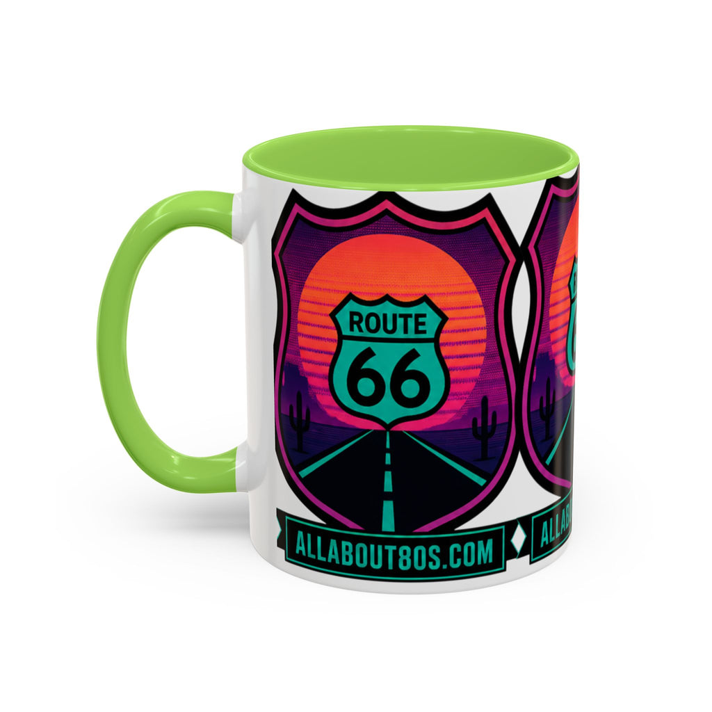 Route 66 Sunset Mug — Retro Neon Travel Coffee Cup (11oz & 15oz)