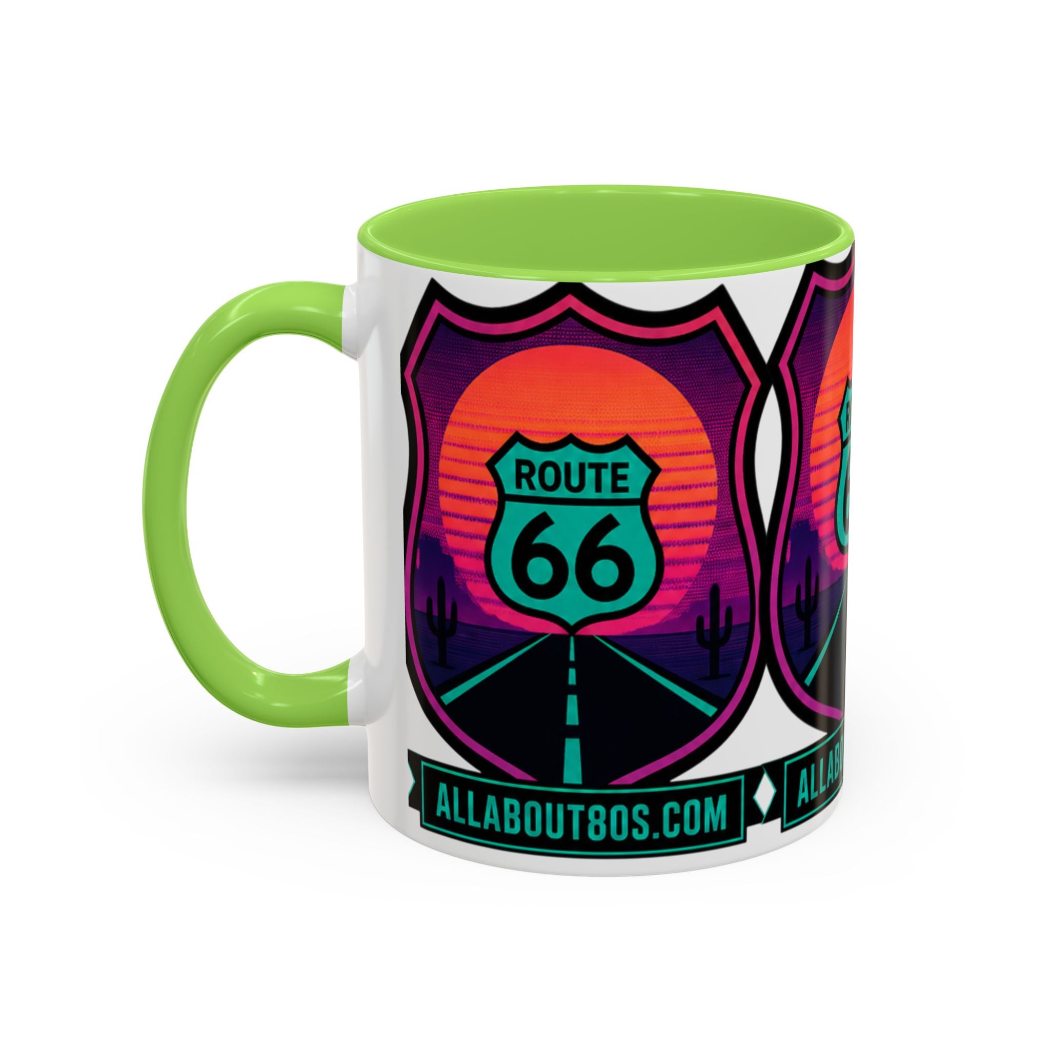 Route 66 Sunset Mug — Retro Neon Travel Coffee Cup (11oz & 15oz)