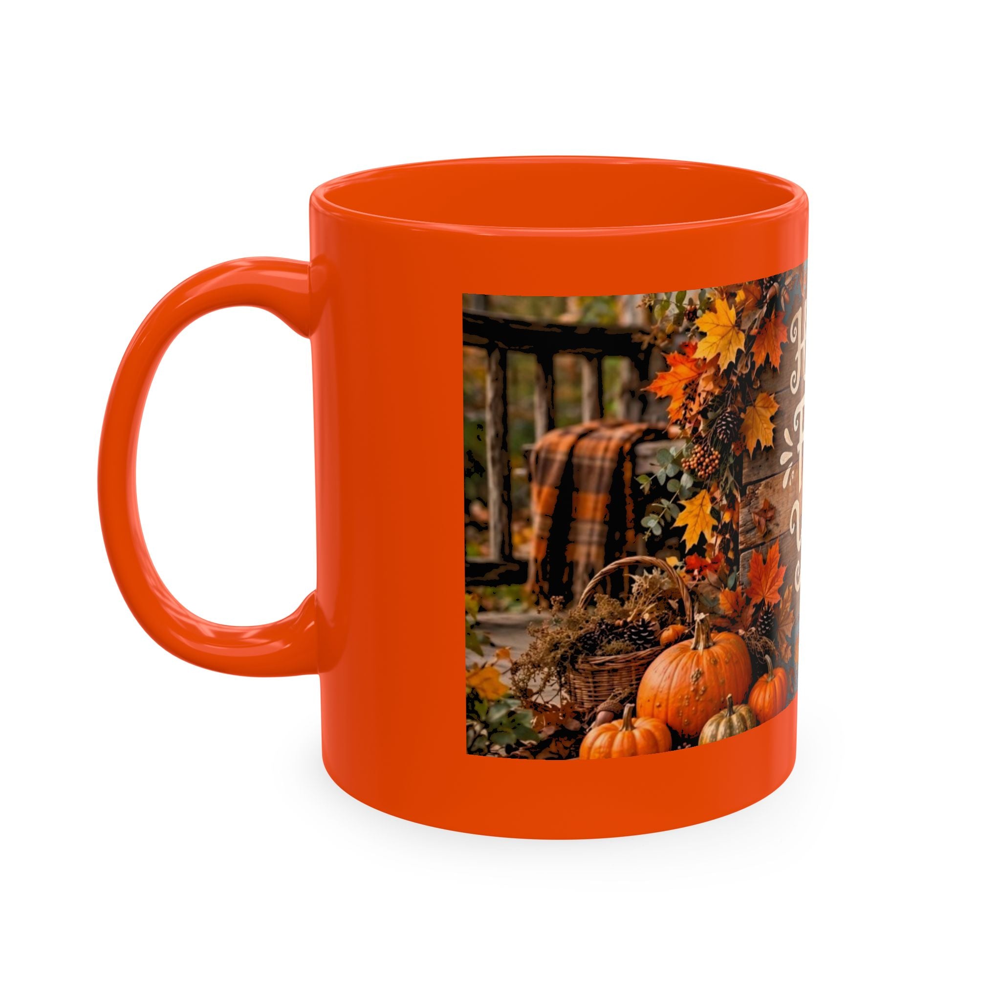 Happy Fall Y'all Ceramic Mug — Autumn Pumpkin Porch Coffee Cup