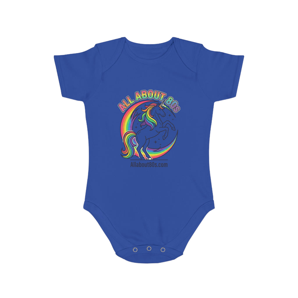 Baby Bodysuit — Rainbow Unicorn "All About 80s" Infant Onesie