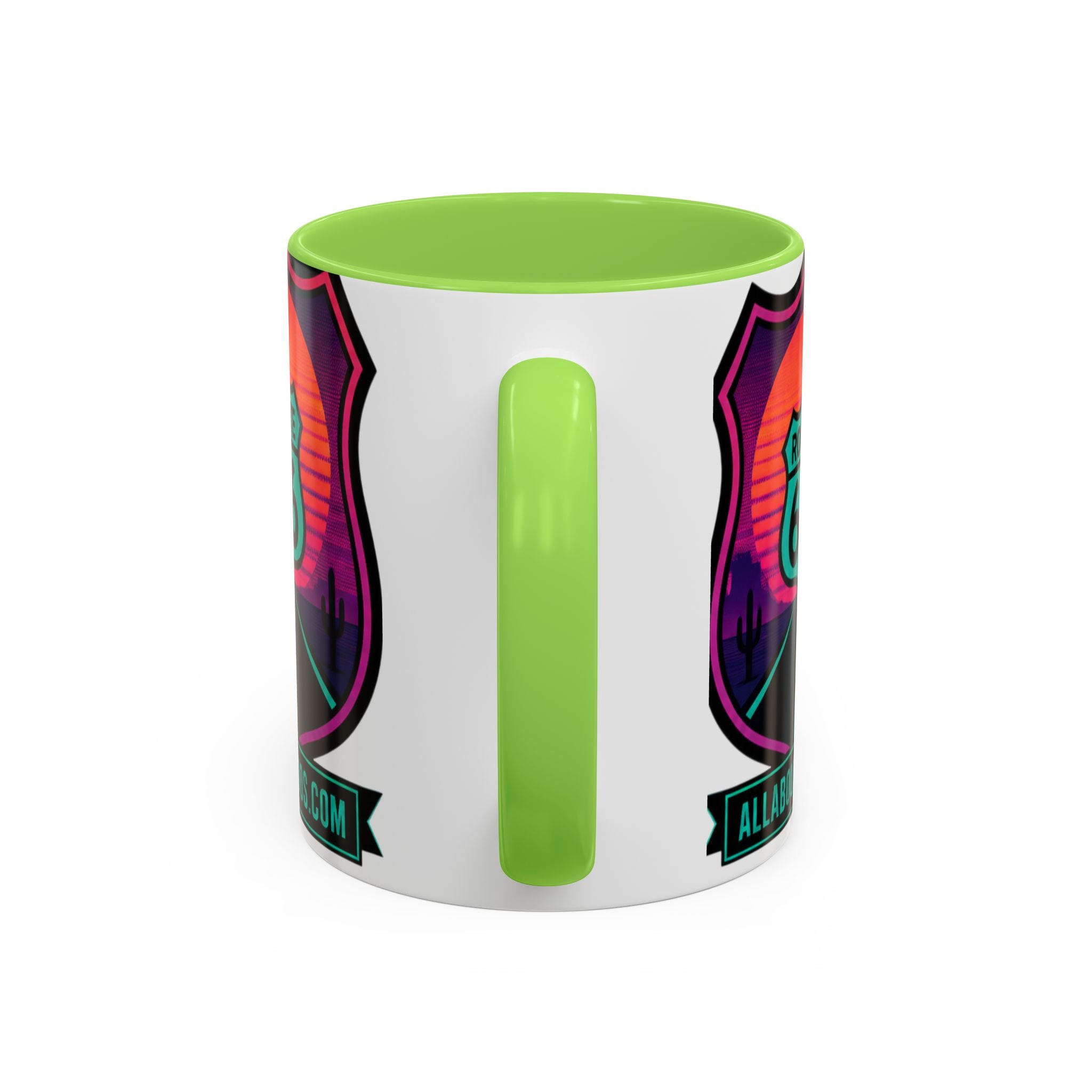 Route 66 Sunset Mug — Retro Neon Travel Coffee Cup (11oz & 15oz)