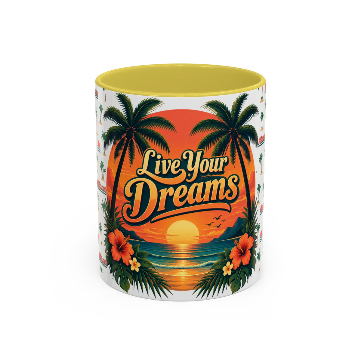Live Your Dreams Tropical Sunset Mug