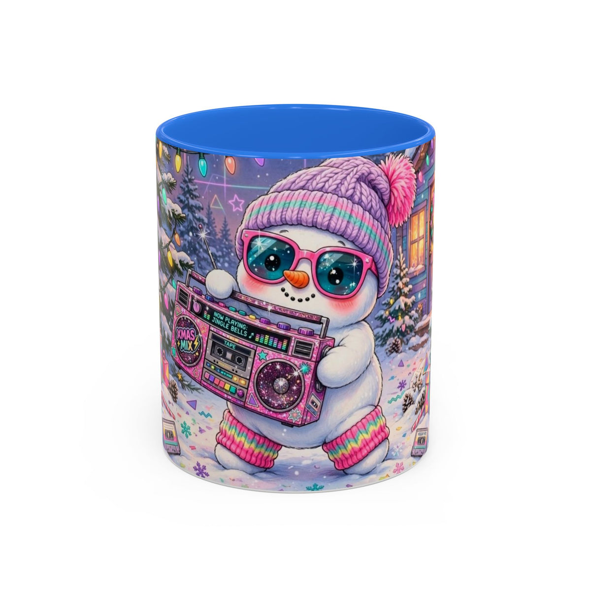 Cool Snowman with Boombox Christmas Mug
