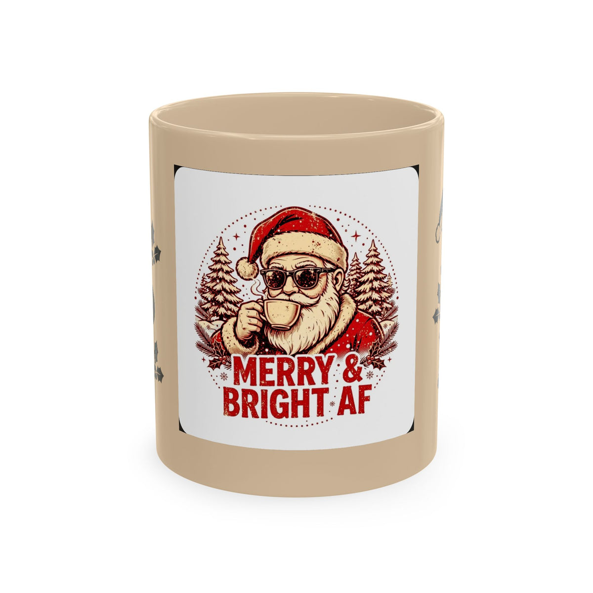 Merry & Bright AF Christmas Santa Ceramic Mug
