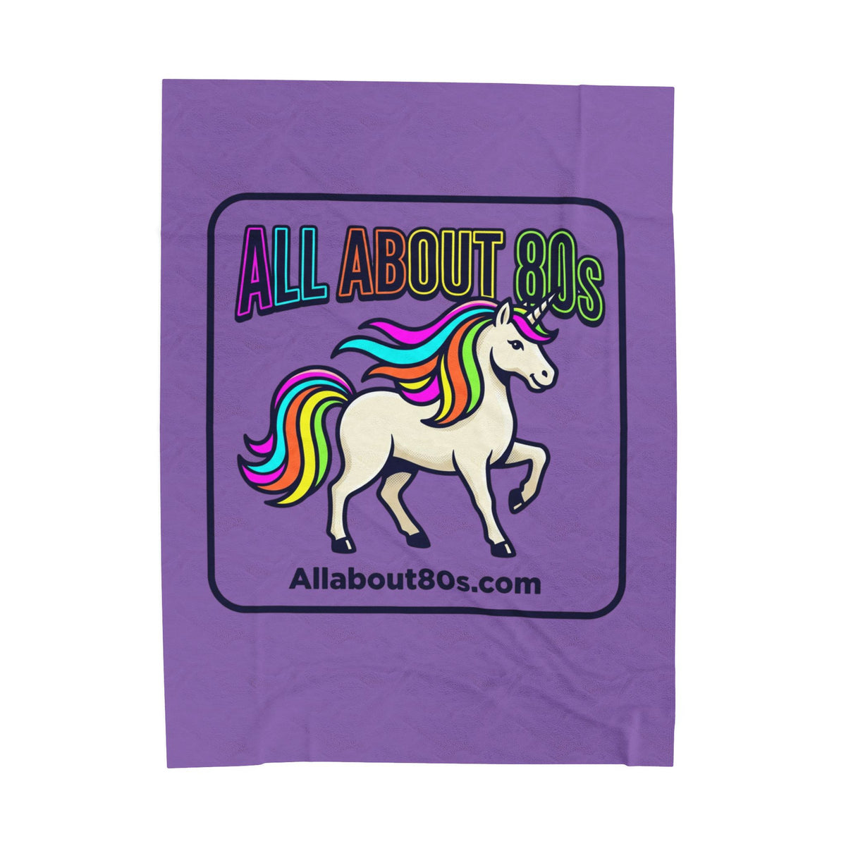 All About 80s Rainbow Unicorn Velveteen Plush Blanket – Retro 80s Cozy Throw