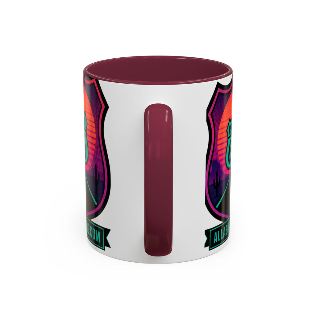 Route 66 Sunset Mug — Retro Neon Travel Coffee Cup (11oz & 15oz)