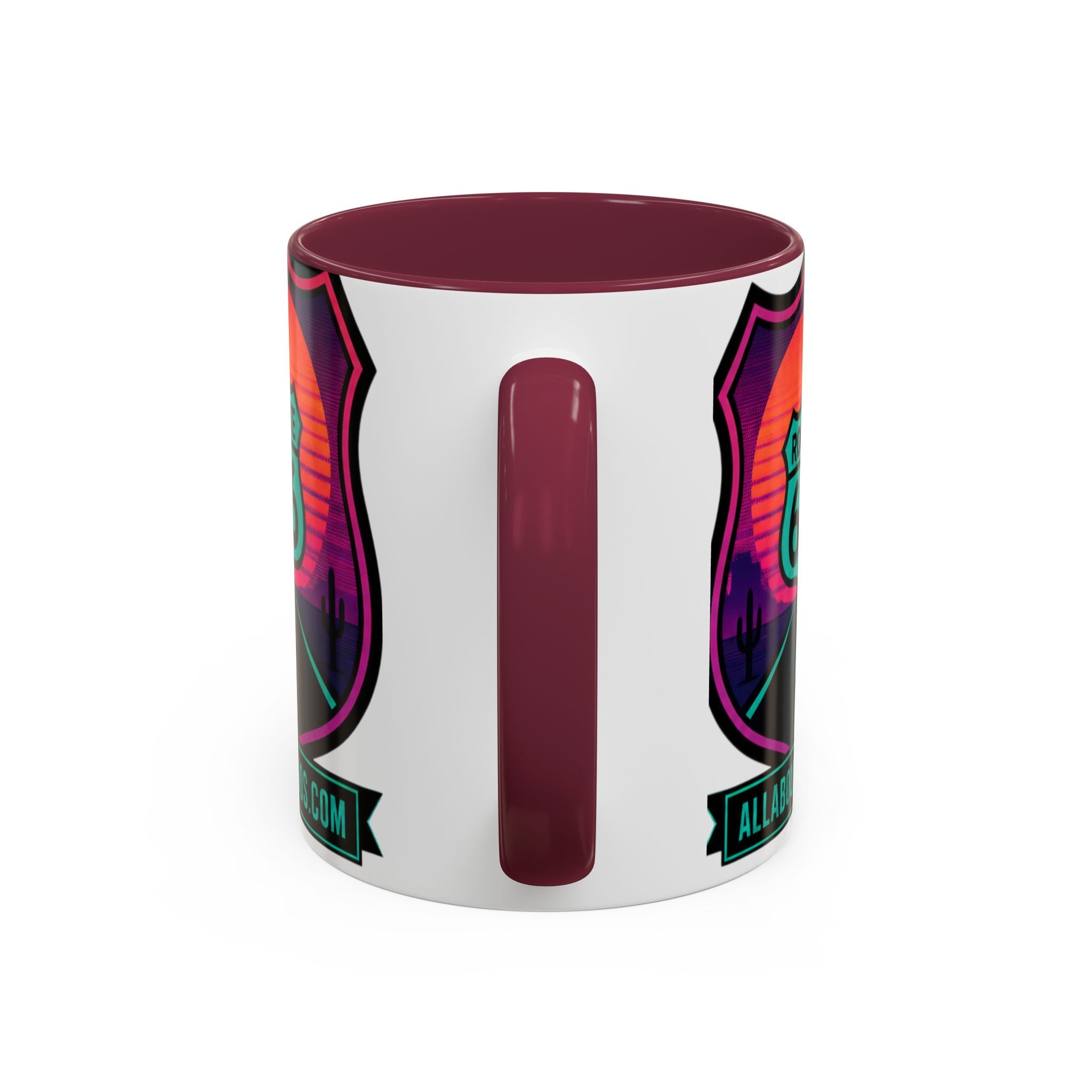 Route 66 Sunset Mug — Retro Neon Travel Coffee Cup (11oz & 15oz)