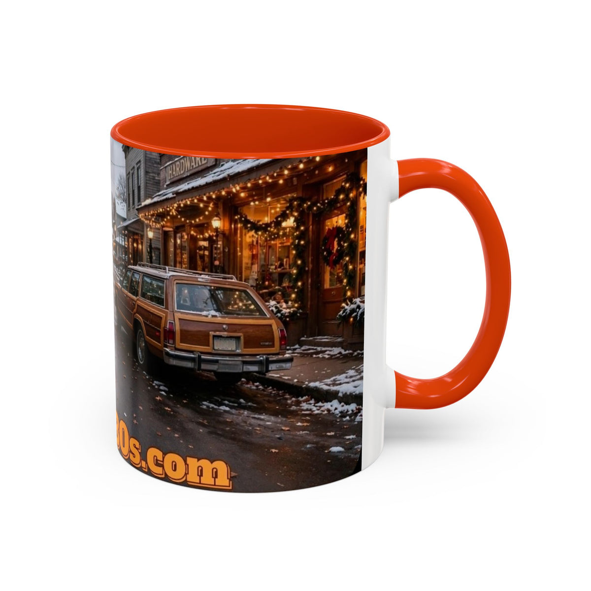 Vintage Small Town Winter Scene Coffee Mug (11oz/15oz)