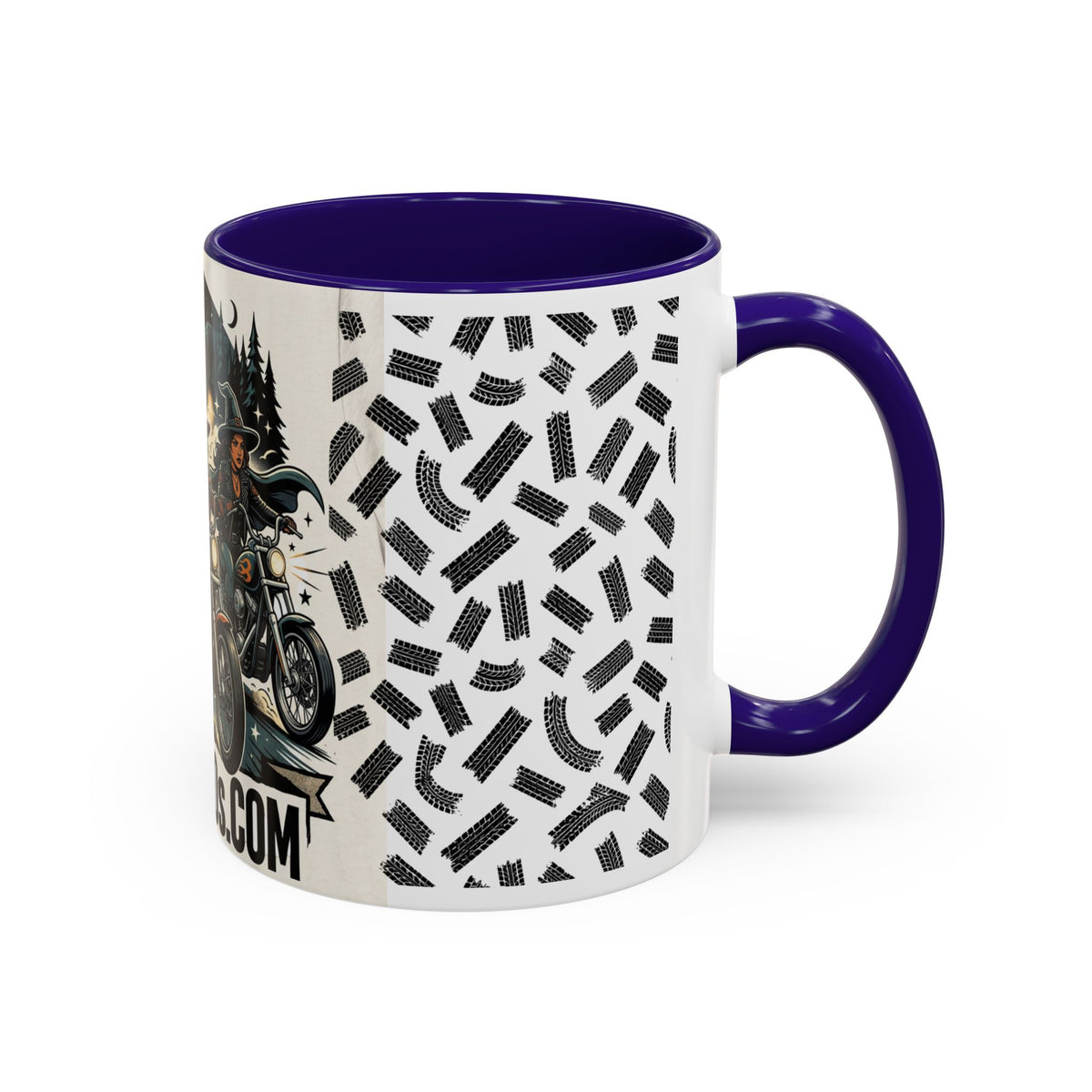 Witch Biker Sisters Coffee Mug — Halloween Motorcycle Witchcraft Design (11oz/15oz)