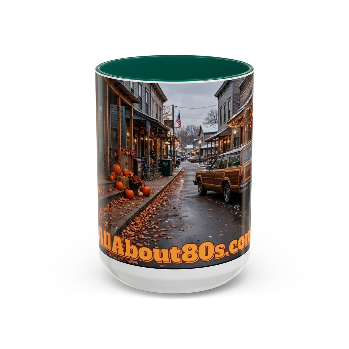 Vintage Small Town Winter Scene Coffee Mug (11oz/15oz)