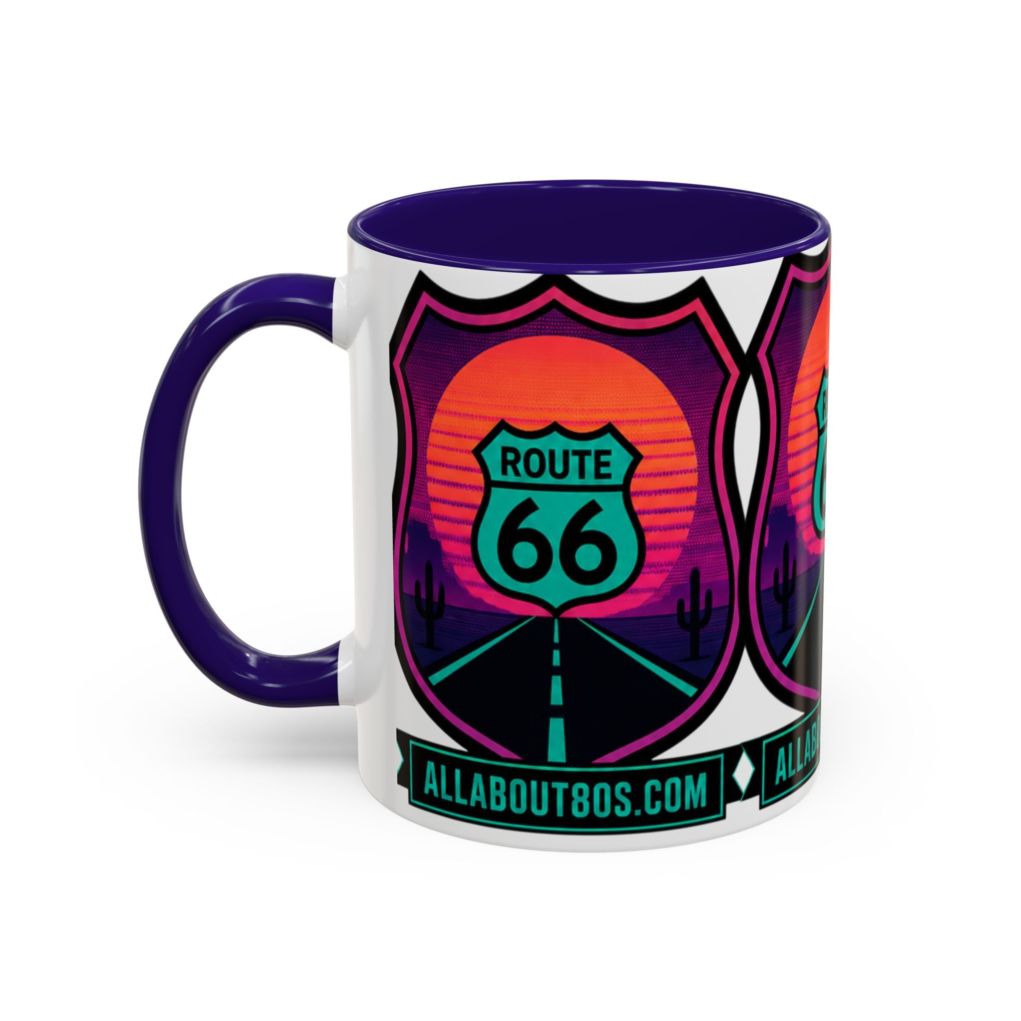 Route 66 Sunset Mug — Retro Neon Travel Coffee Cup (11oz & 15oz)