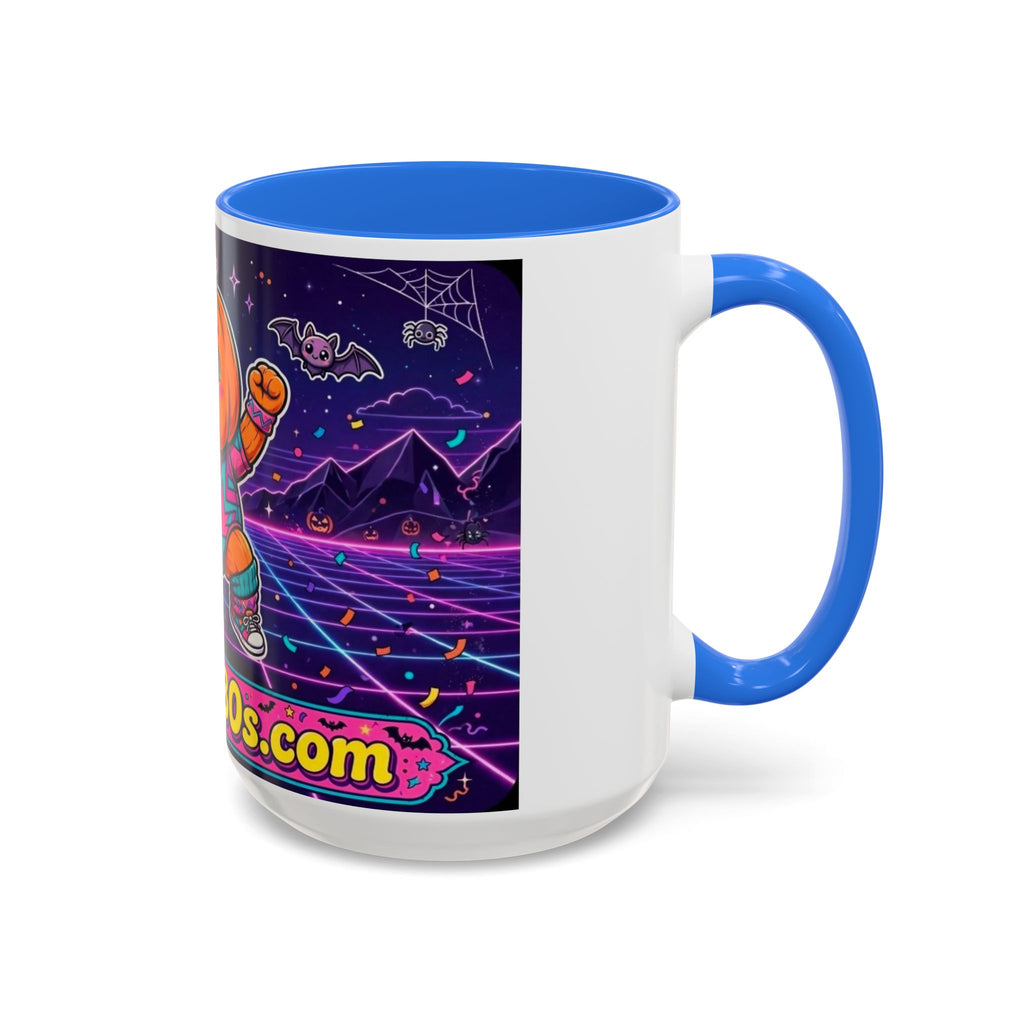 80s Retro Pumpkin Mug – Cute Neon Halloween Coffee Cup (11oz/15oz)