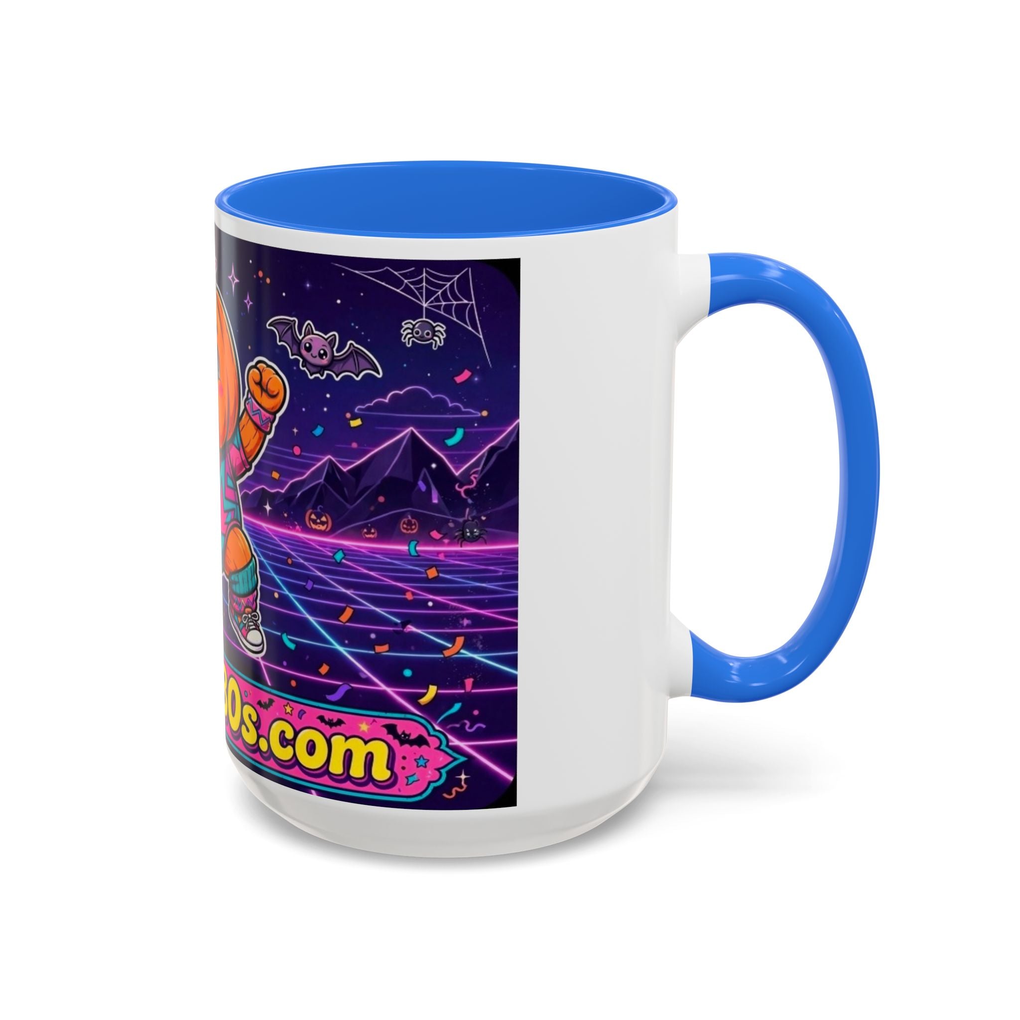 80s Retro Pumpkin Mug – Cute Neon Halloween Coffee Cup (11oz/15oz)
