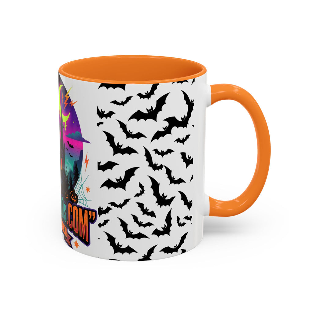 Halloween Haunted Castle Coffee Mug — Colorful Bat Pattern 11oz/15oz