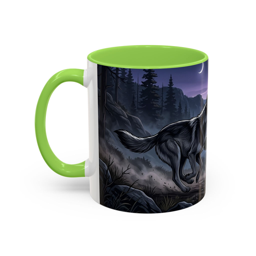 Wolf Pack Nightscape Mug — 11oz/15oz Scenic Black-Interior Coffee Cup
