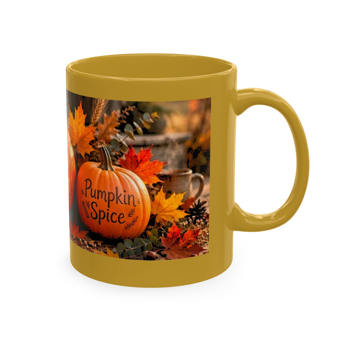 Hello Fall Ceramic Mug — Cozy Pumpkin & Autumn Leaves Coffee Cup
