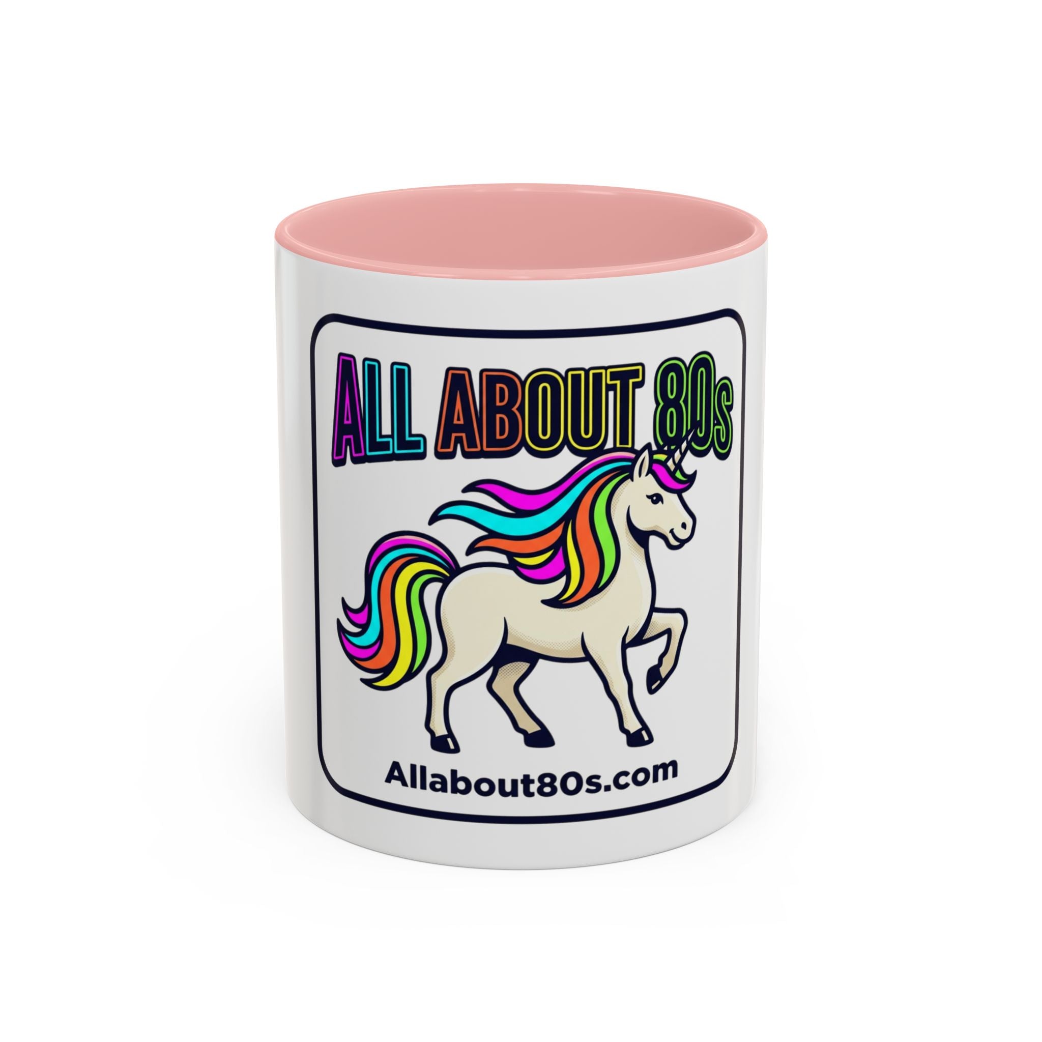 80s Unicorn Coffee Mug — Allabout80s Retro Rainbow Accent Mug (11/15oz)