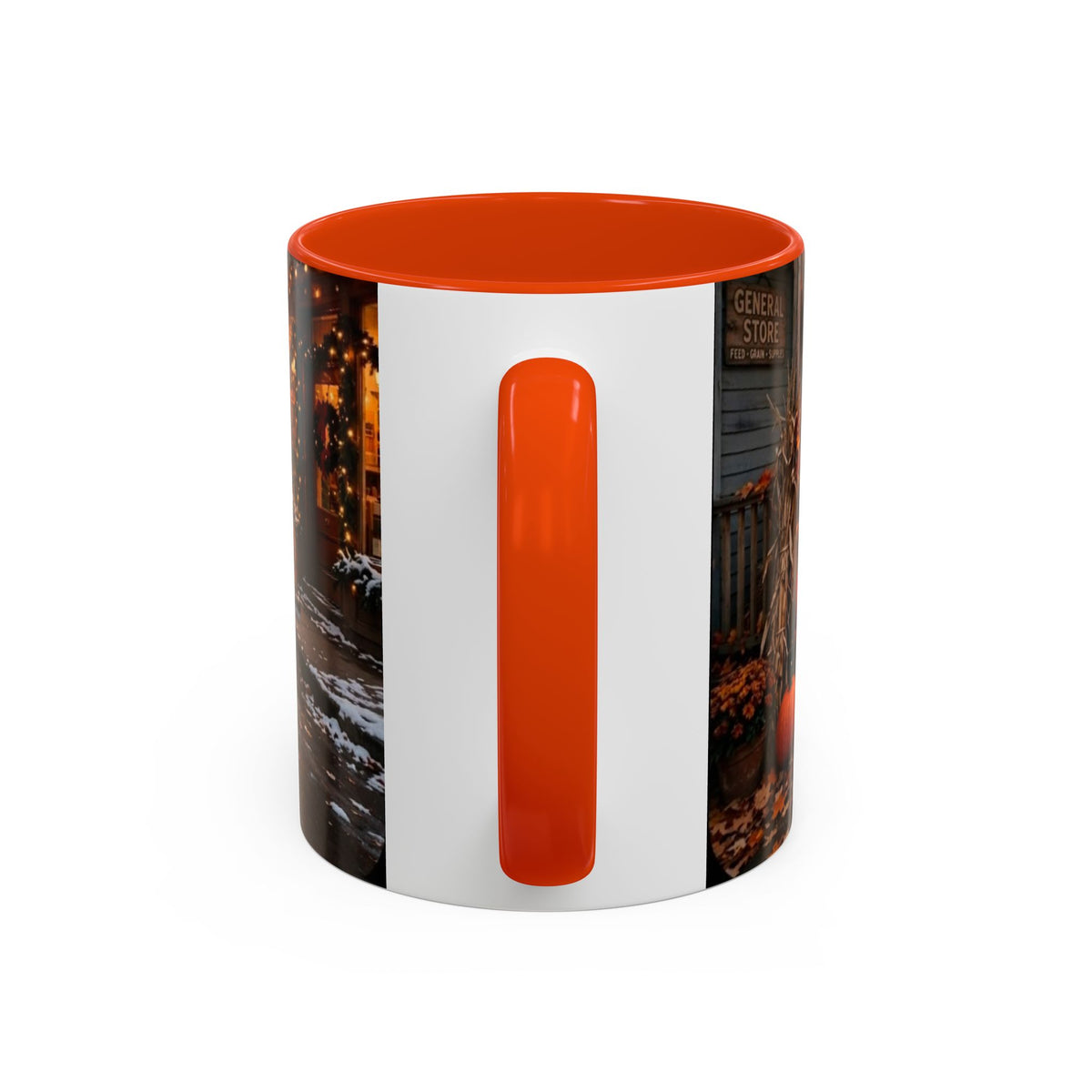 Vintage Small Town Winter Scene Coffee Mug (11oz/15oz)