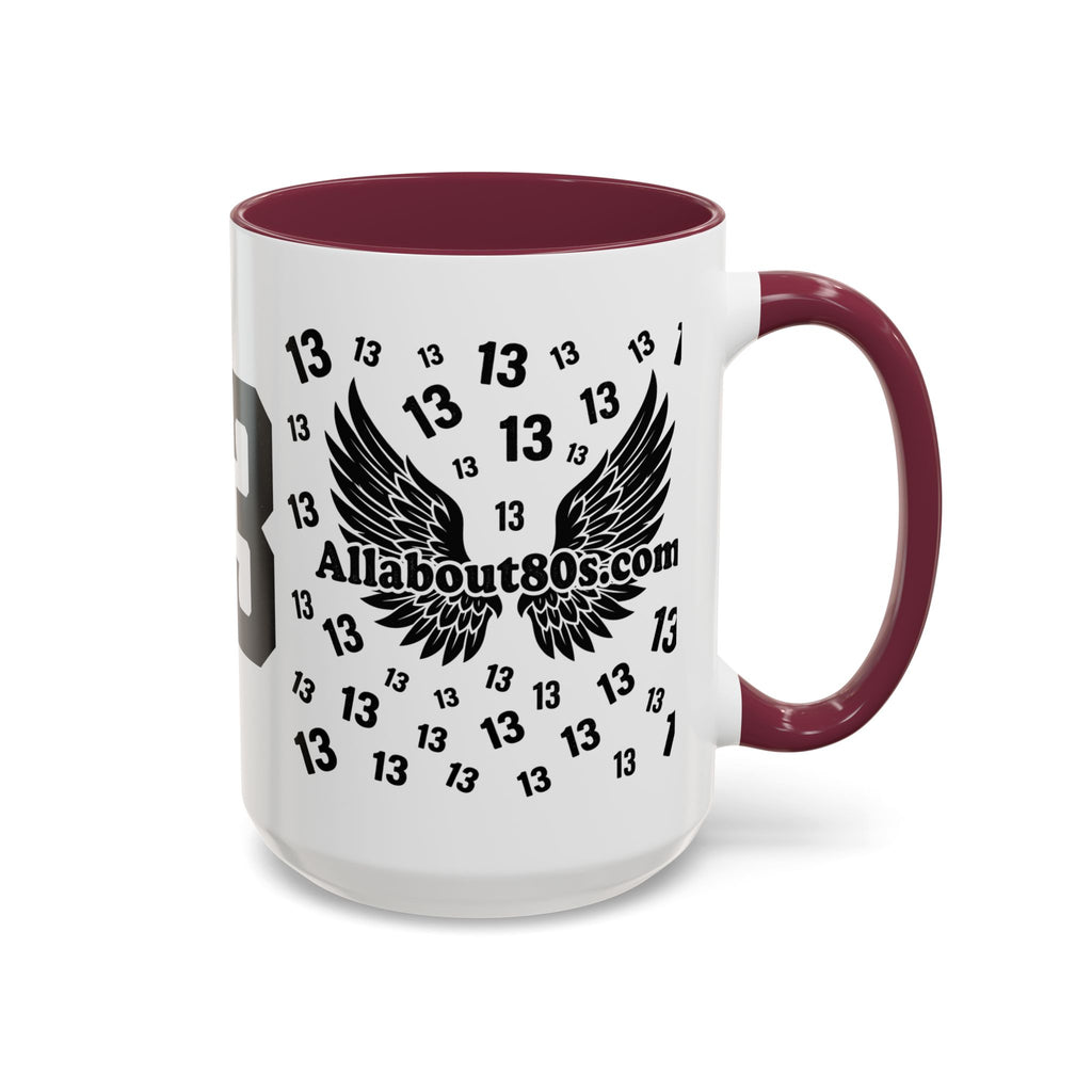 Number 13 Accent Mug — Bold Sports-Style Ceramic Coffee Cup (11oz/15oz)