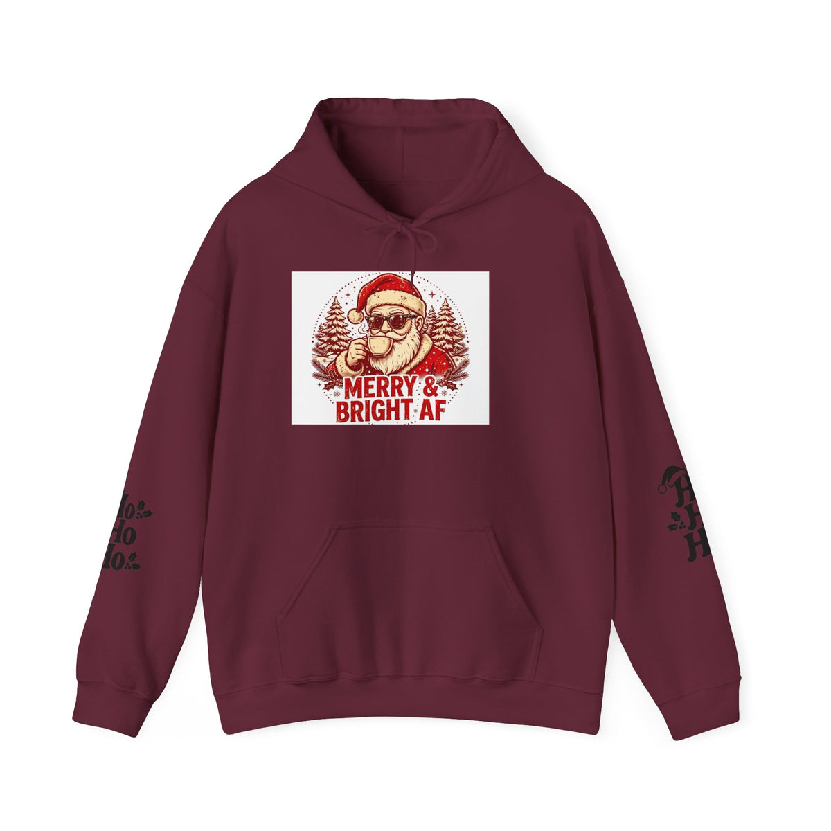 Merry & Bright AF Christmas Santa Hoodie
