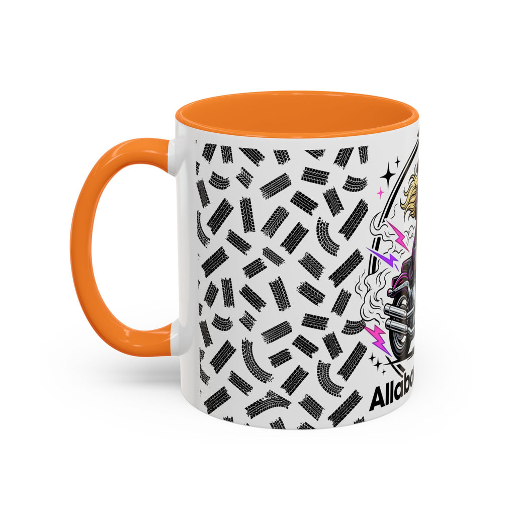 Witch Biker Motorcycle Mug — Retro 80s Neon Witch on Bike Coffee Cup (11oz/15oz)