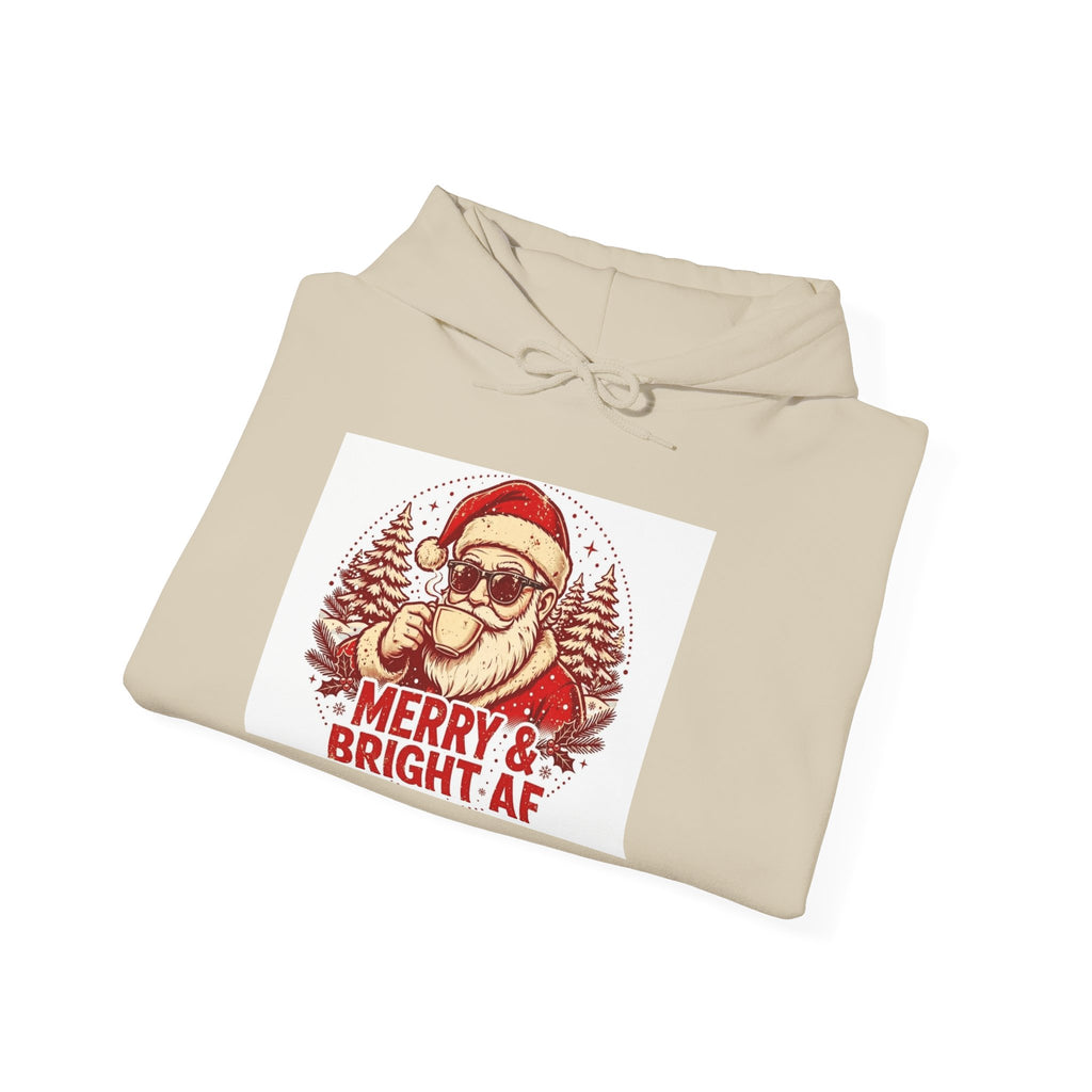 Merry & Bright AF Christmas Santa Hoodie