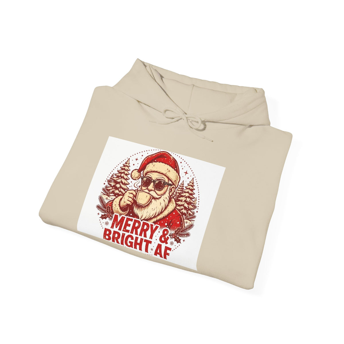 Merry & Bright AF Christmas Santa Hoodie