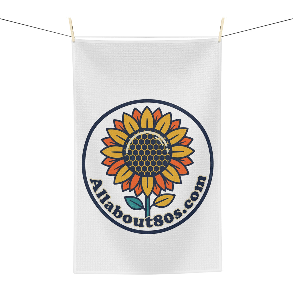 Sunflower Logo Tea Towel — AllAbout80s.com Microfiber Kitchen Towel