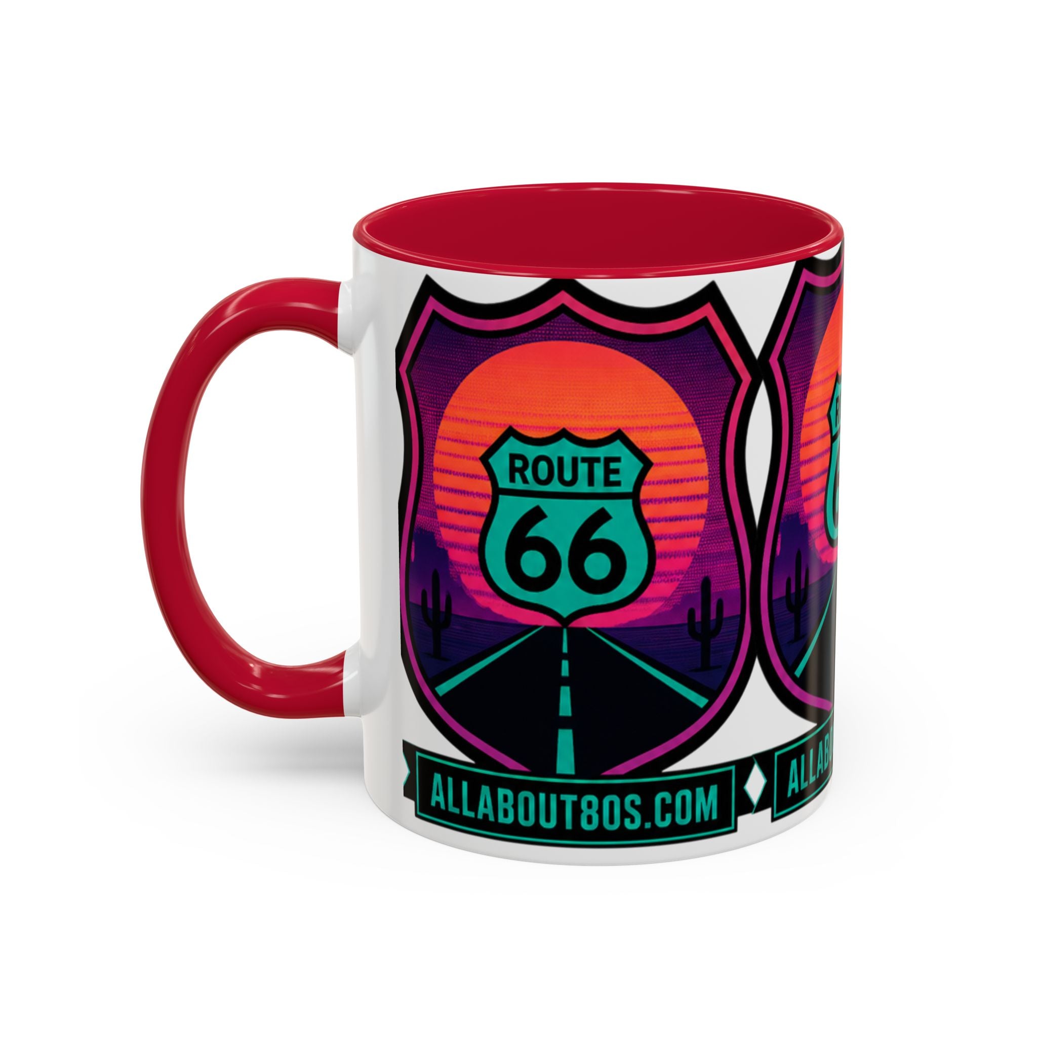 Route 66 Sunset Mug — Retro Neon Travel Coffee Cup (11oz & 15oz)