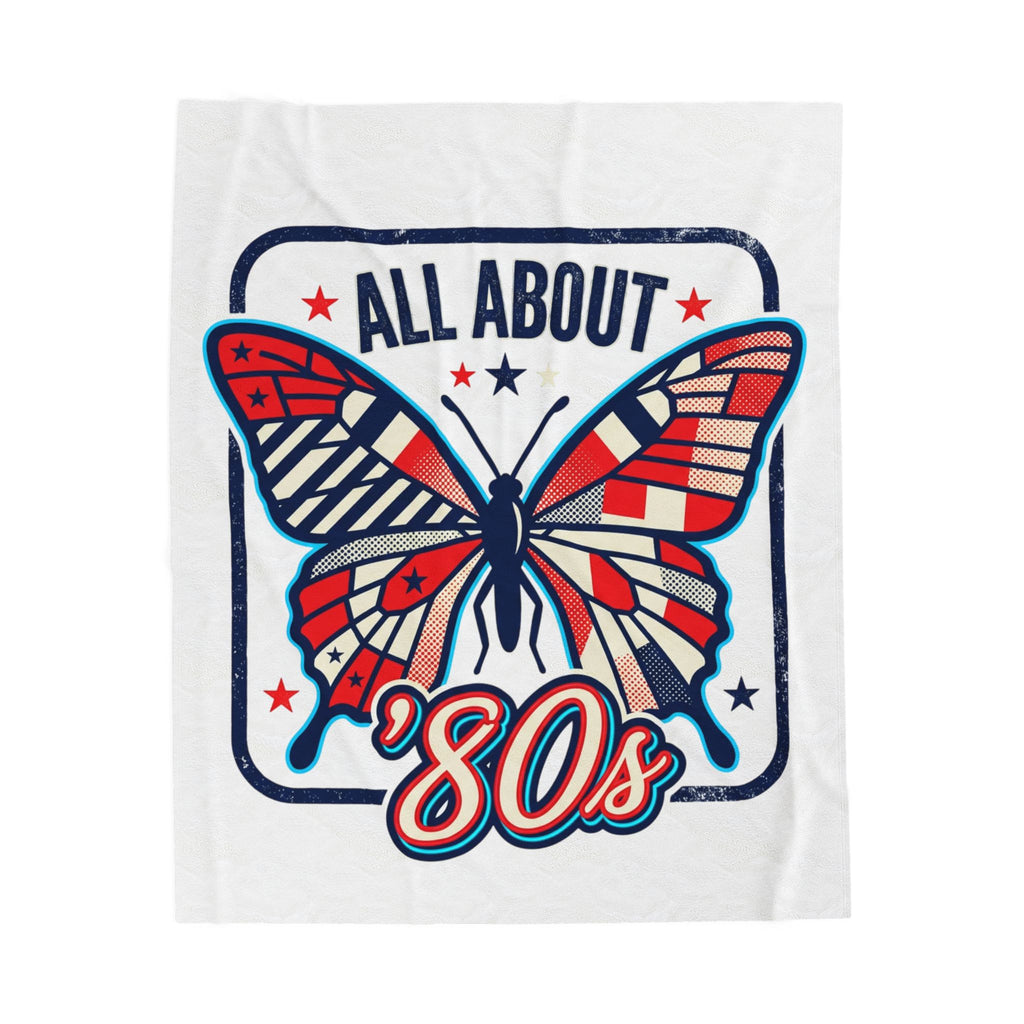Velveteen Blanket — "All About '80s" Retro Butterfly Plush Throw
