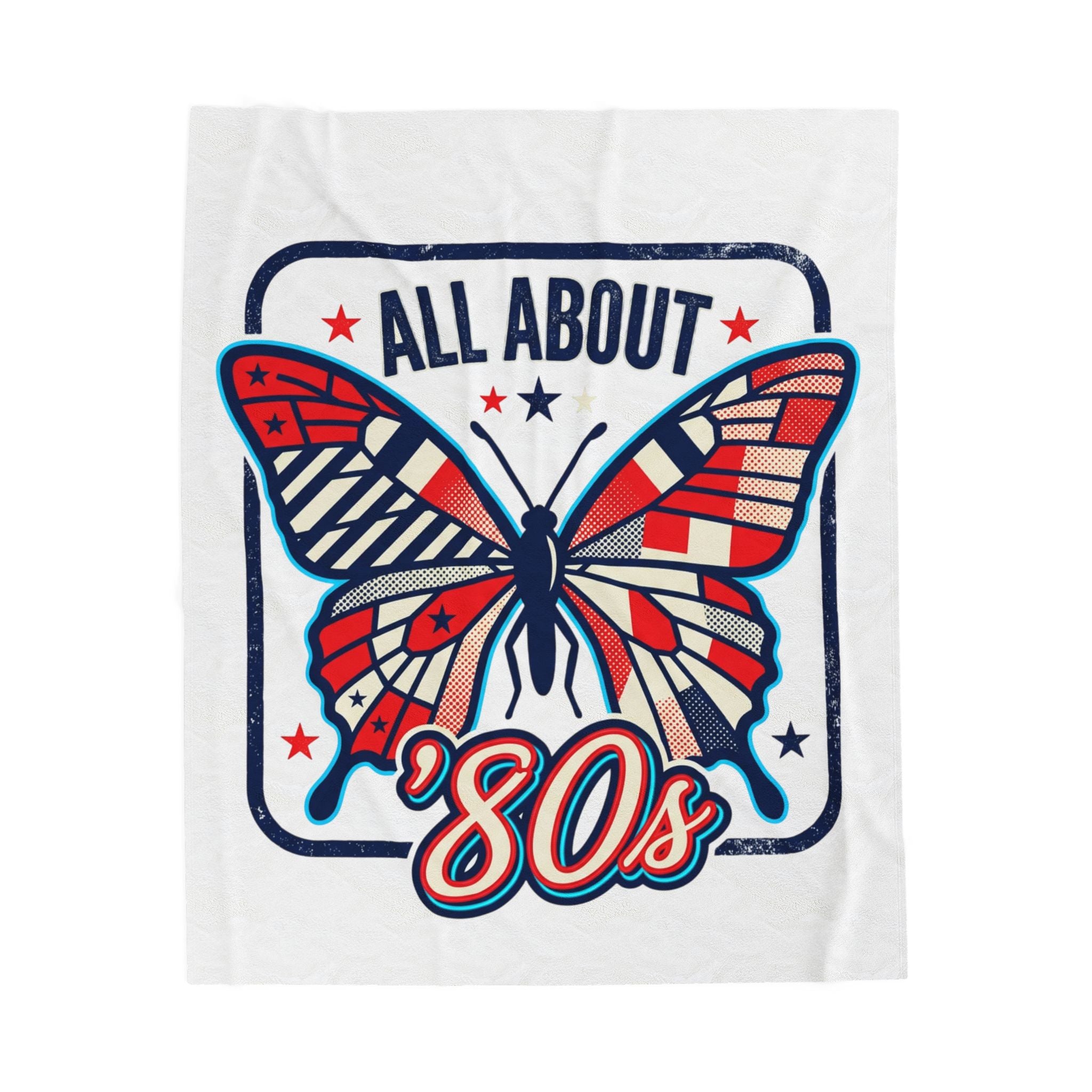 Velveteen Blanket — "All About '80s" Retro Butterfly Plush Throw
