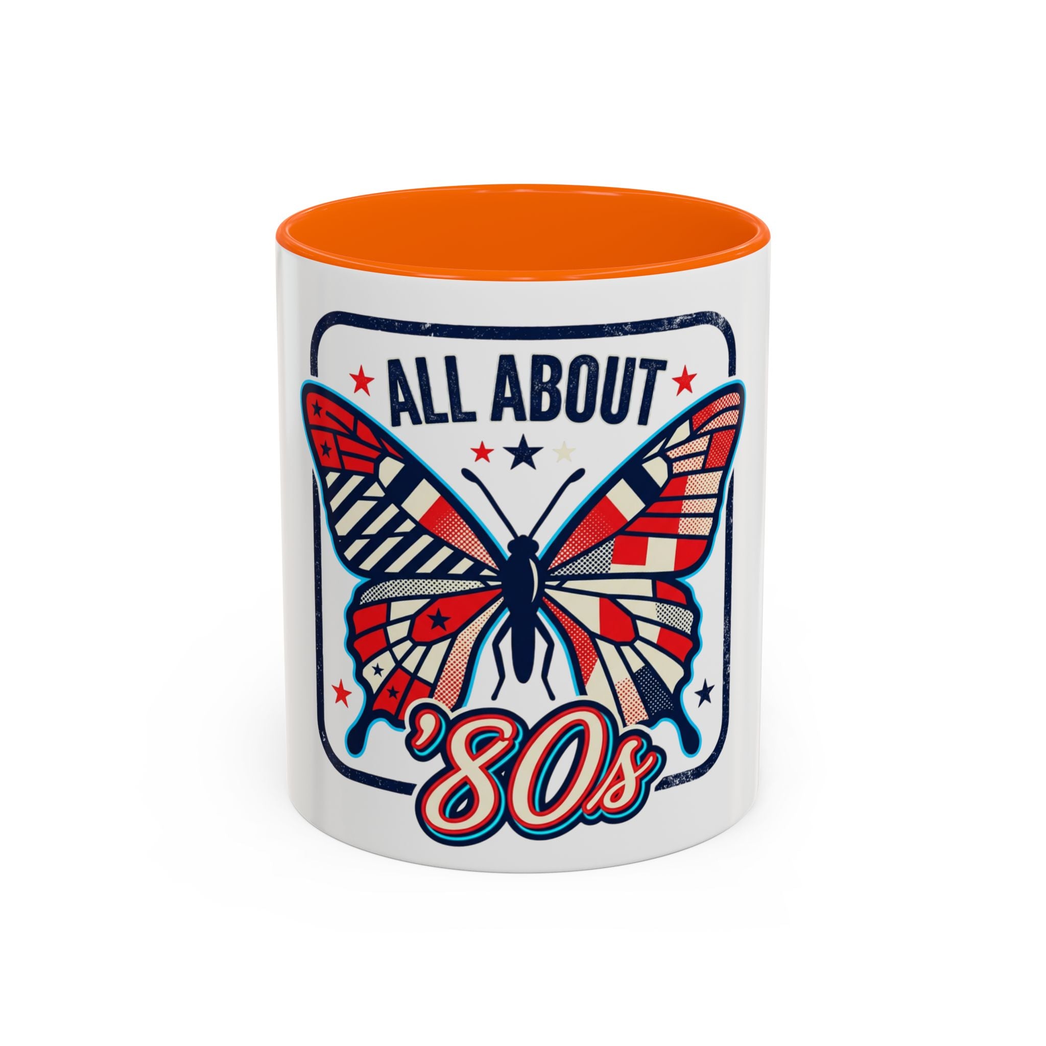All About '80s Butterfly Accent Coffee Mug – Retro Patriotic 80s Gift
