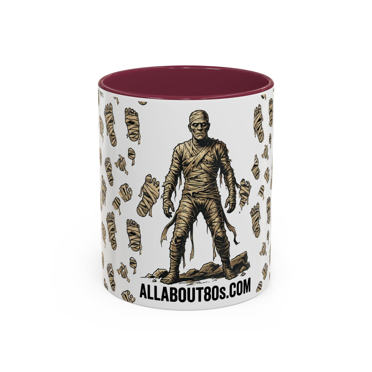 Mummy Pattern Coffee Mug (11oz & 15oz) – Retro Monster Tea Cup with AllAbout80s.com Design