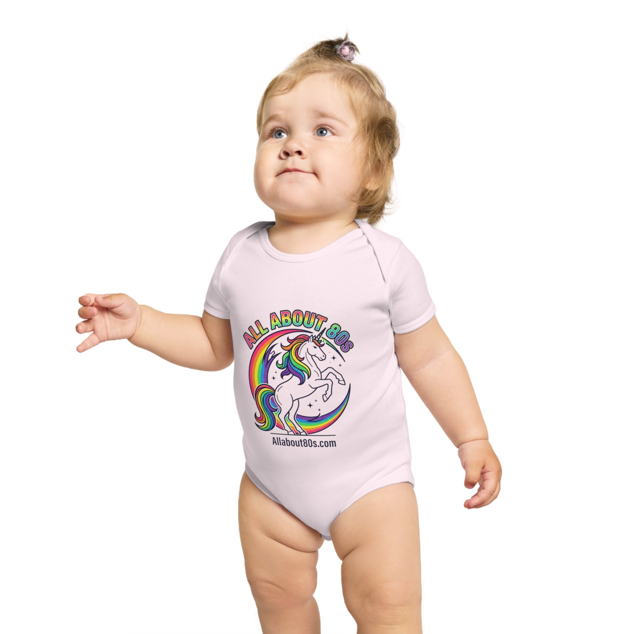 Baby Bodysuit — Rainbow Unicorn "All About 80s" Infant Onesie