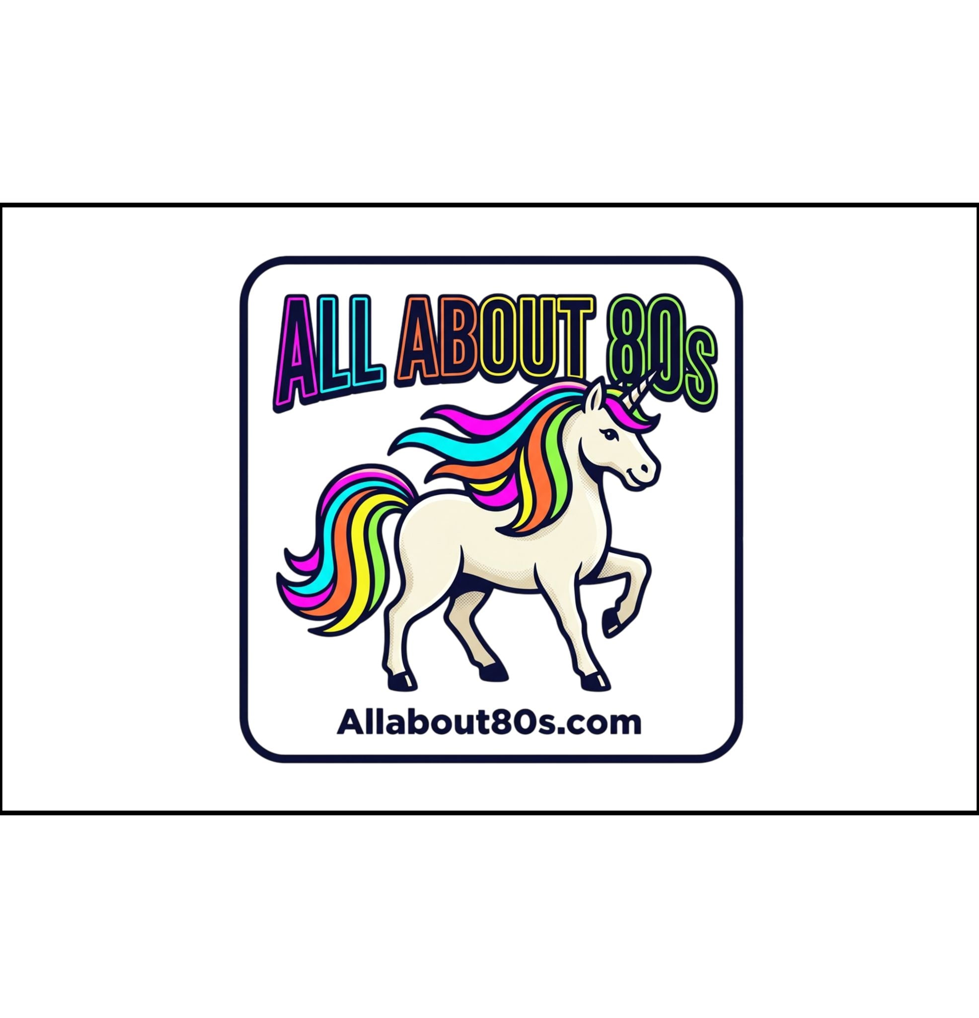 Faux Linen Fabric by Yard — Retro 'All About 80s' Rainbow Unicorn Print