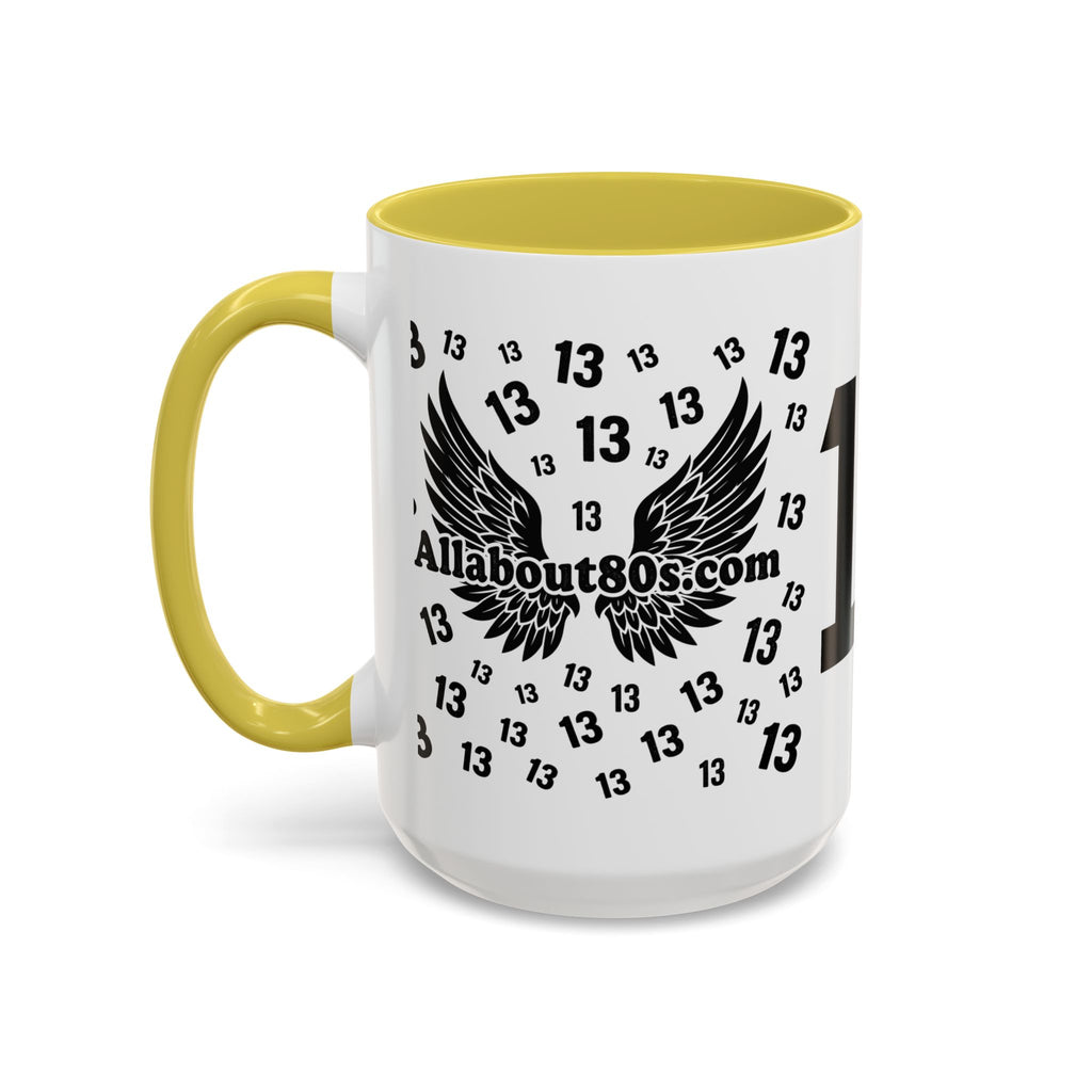 Number 13 Accent Mug — Bold Sports-Style Ceramic Coffee Cup (11oz/15oz)