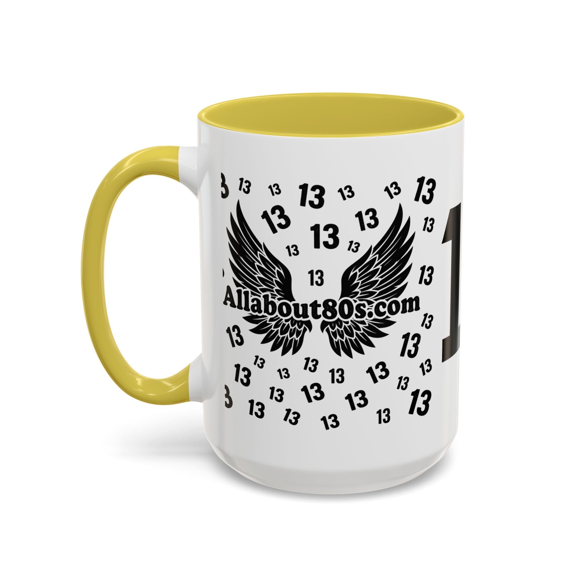 Number 13 Accent Mug — Bold Sports-Style Ceramic Coffee Cup (11oz/15oz)
