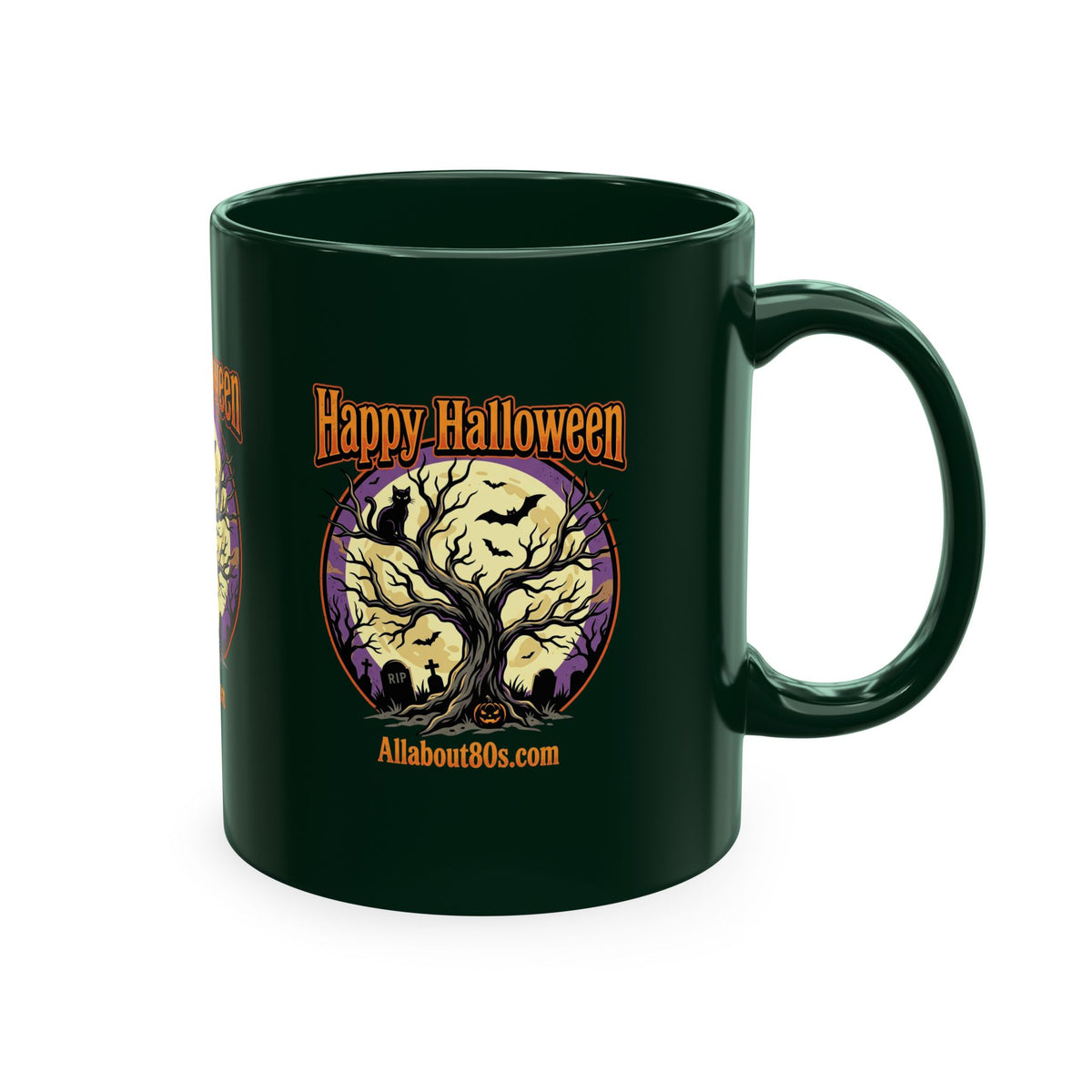 Happy Halloween Ceramic Mug — Spooky Tree & Moon Coffee Cup