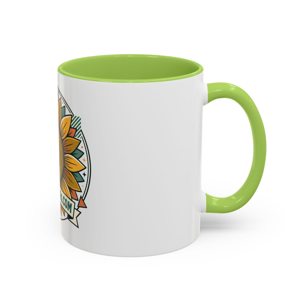 Sunflower Logo Coffee Mug — AllAbout80s.com Accent Ceramic Mug (11/15oz)