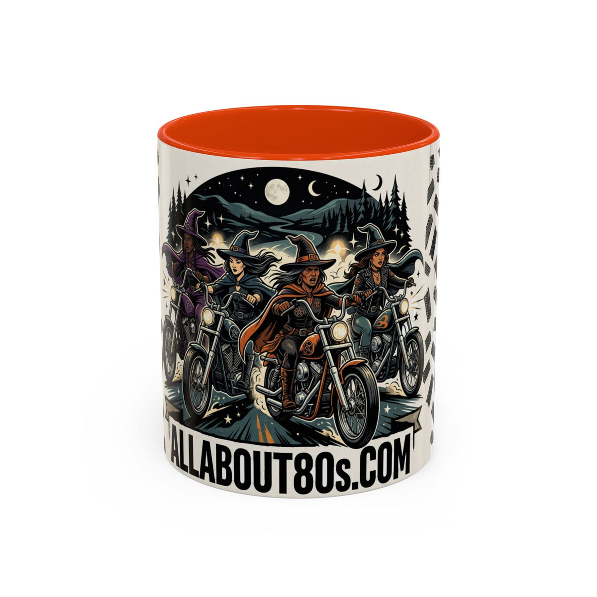 Witch Biker Sisters Coffee Mug — Halloween Motorcycle Witchcraft Design (11oz/15oz)