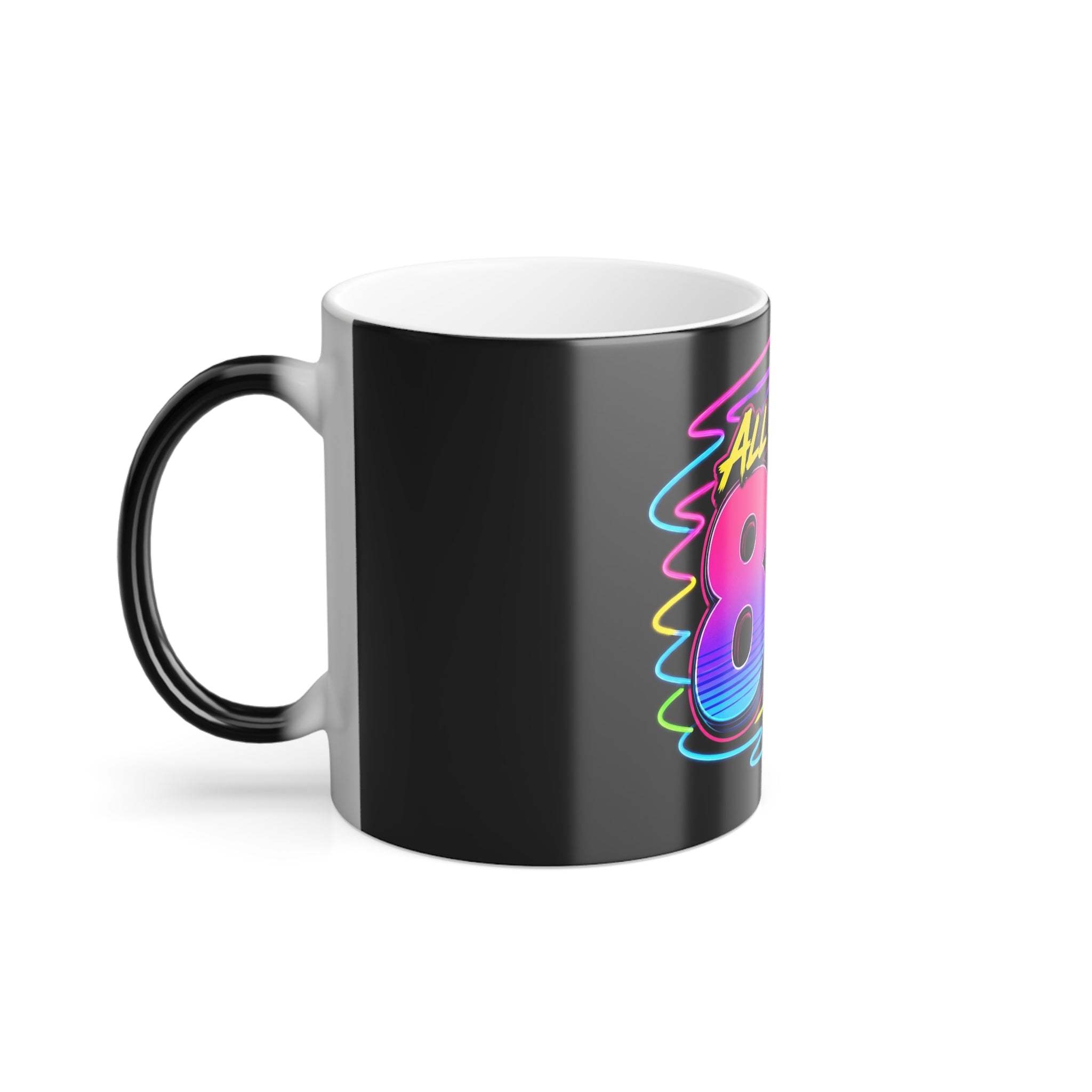 All About 80s Color Morphing Mug — Retro Neon 11oz Heat‑Reveal Coffee Cup
