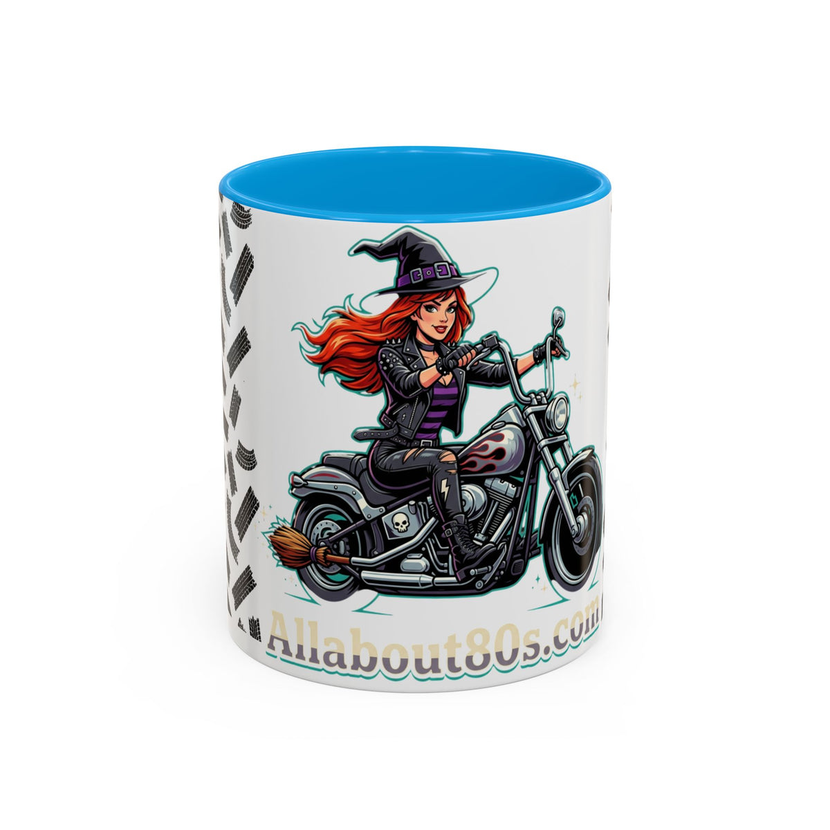 Witch Motorcycle Mug — Red-Haired Biker Witch Ceramic Coffee Cup
